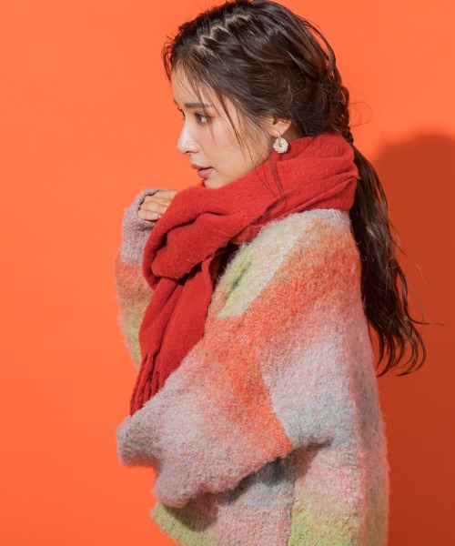 VICKY（ビッキー）の「【ギフトにもオススメ】フリンジストール（ストール/ショール・レディース・レッド/ネイビー・FREE）」の7枚目の写真