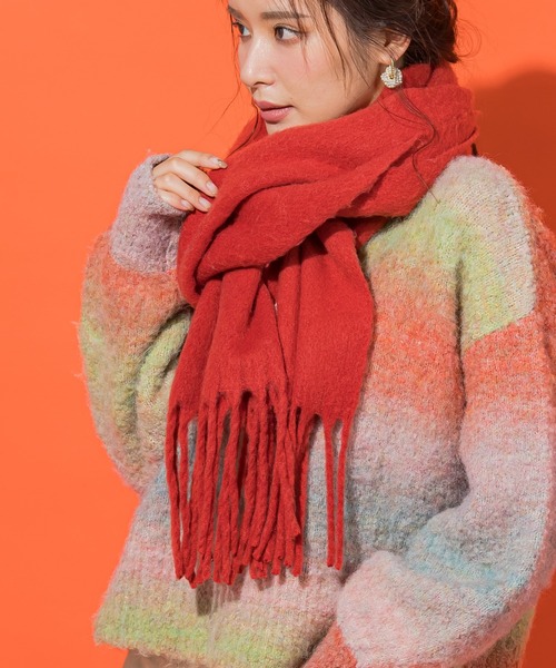 VICKY（ビッキー）の「【ギフトにもオススメ】フリンジストール（ストール/ショール・レディース・レッド/ネイビー・FREE）」の8枚目の写真