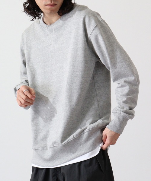 FUNALIVE（ファンアライブ）の「Fleece-lined sweatshirt  無地 裏起毛トレーナー unisex（スウェット・メンズ・ネイビー/グリーン/杢グレー/ブルー/ブラック・L/M/XL）」の2枚目の写真