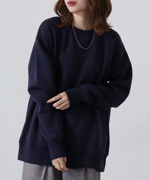 FUNALIVE（ファンアライブ）の「Fleece-lined sweatshirt  無地 裏起毛トレーナー unisex（スウェット・メンズ・ネイビー/グリーン/杢グレー/ブルー/ブラック・L/M/XL）」の4枚目の写真