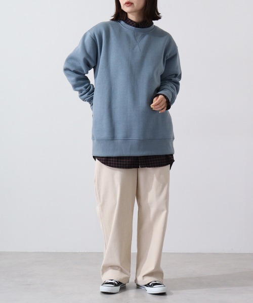 FUNALIVE（ファンアライブ）の「Fleece-lined sweatshirt  無地 裏起毛トレーナー unisex（スウェット・メンズ・ネイビー/グリーン/杢グレー/ブルー/ブラック・L/M/XL）」の10枚目の写真