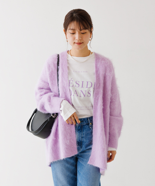 Rouge vif Anna（ルージュヴィフアンナ）の「フロント＆袖ロゴロンT（Tシャツ/カットソー・レディース・パープル/チャコールグレー・フリー）」の3枚目の写真