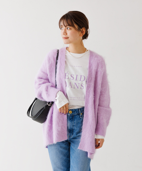 Rouge vif Anna（ルージュヴィフアンナ）の「フロント＆袖ロゴロンT（Tシャツ/カットソー・レディース・パープル/チャコールグレー・フリー）」の4枚目の写真