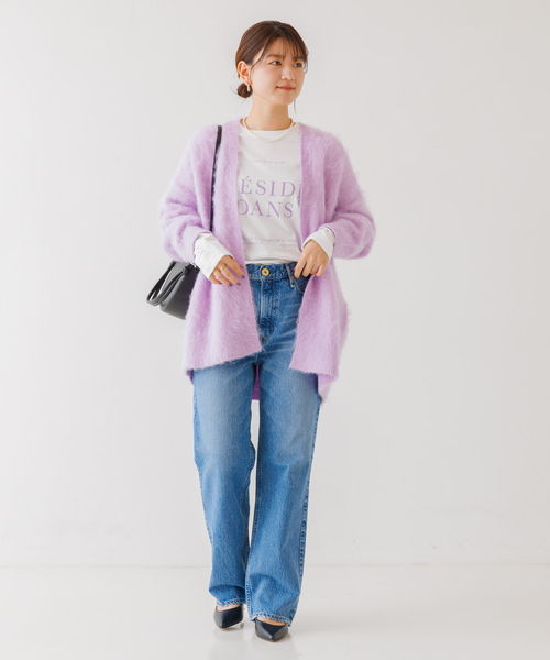 Rouge vif Anna（ルージュヴィフアンナ）の「フロント＆袖ロゴロンT（Tシャツ/カットソー・レディース・パープル/チャコールグレー・フリー）」の5枚目の写真