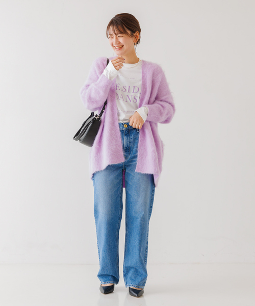 Rouge vif Anna（ルージュヴィフアンナ）の「フロント＆袖ロゴロンT（Tシャツ/カットソー・レディース・パープル/チャコールグレー・フリー）」の6枚目の写真