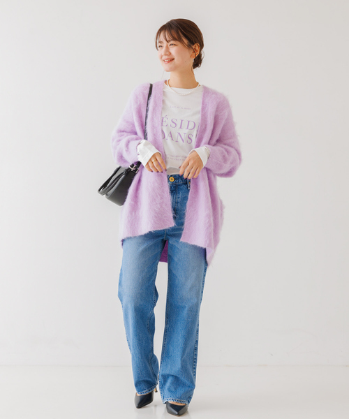 Rouge vif Anna（ルージュヴィフアンナ）の「フロント＆袖ロゴロンT（Tシャツ/カットソー・レディース・パープル/チャコールグレー・フリー）」の7枚目の写真