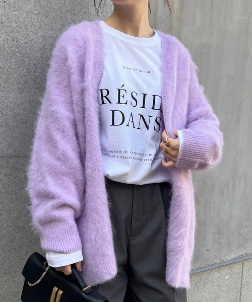 Rouge vif Anna（ルージュヴィフアンナ）の「フロント＆袖ロゴロンT（Tシャツ/カットソー・レディース・パープル/チャコールグレー・フリー）」の13枚目の写真