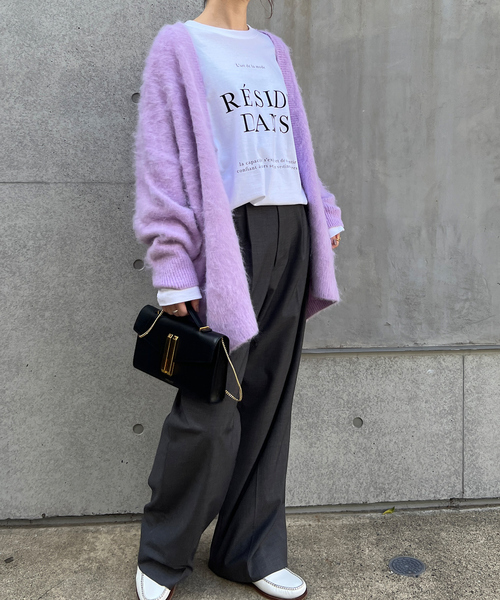 Rouge vif Anna（ルージュヴィフアンナ）の「フロント＆袖ロゴロンT（Tシャツ/カットソー・レディース・パープル/チャコールグレー・フリー）」の14枚目の写真