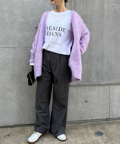 Rouge vif Anna（ルージュヴィフアンナ）の「フロント＆袖ロゴロンT（Tシャツ/カットソー・レディース・パープル/チャコールグレー・フリー）」の15枚目の写真