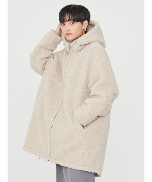 AMERICAN HOLIC（アメリカンホリック）の「フーディーボアコート（その他アウター・レディース・ライトベージュ/ブラック・L/M）」の3枚目の写真
