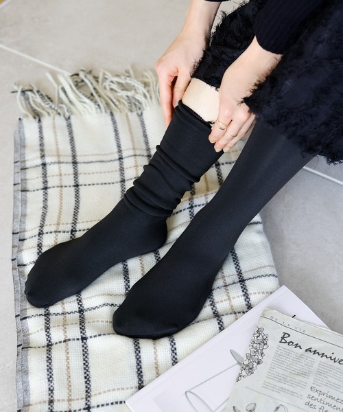 KOBE LETTUCE（コウベレタス）の「[ 裏起毛 ] 暖かロングソックス（ソックス/靴下・レディース・ベージュ/ブラック・FREE）」の6枚目の写真