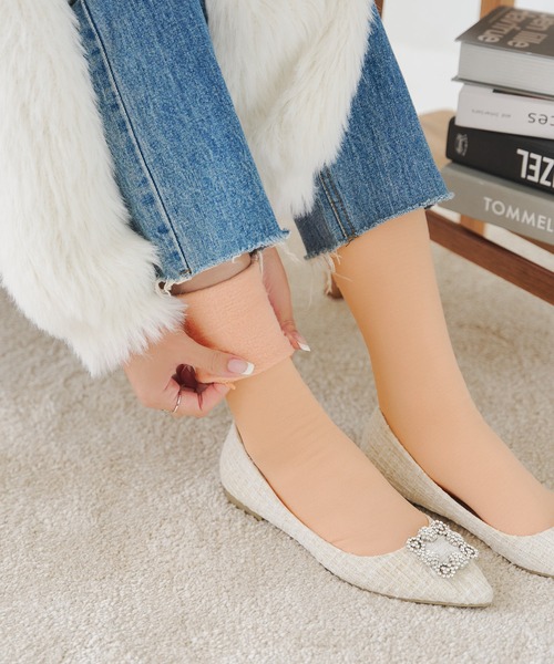 KOBE LETTUCE（コウベレタス）の「[ 裏起毛 ] 暖かロングソックス（ソックス/靴下・レディース・ベージュ/ブラック・FREE）」の3枚目の写真