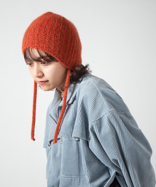 RACAL（ラカル）の「Ear Cuff Mohair Knit Watch / 耳当て付きモヘアニットワッチ（ニットキャップ/ビーニー・レディース・オフホワイト/ブラック/オレンジ/グレー/ベージュ・FREE）」の5枚目の写真