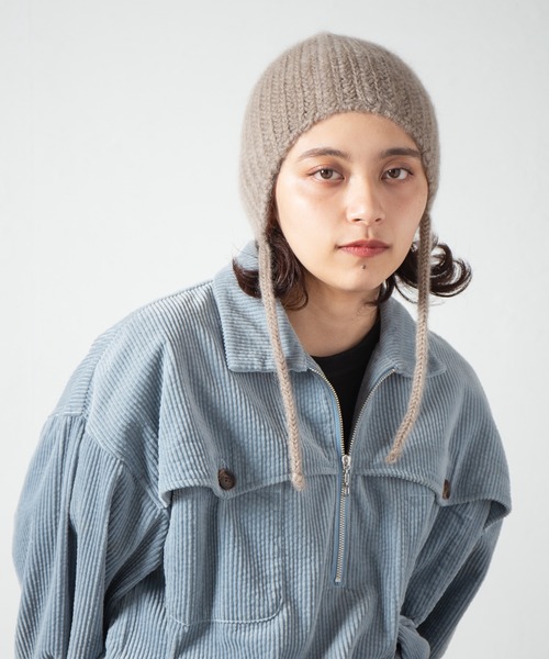 RACAL（ラカル）の「Ear Cuff Mohair Knit Watch / 耳当て付きモヘアニットワッチ（ニットキャップ/ビーニー・レディース・オフホワイト/ブラック/オレンジ/グレー/ベージュ・FREE）」の6枚目の写真