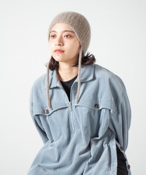 RACAL（ラカル）の「Ear Cuff Mohair Knit Watch / 耳当て付きモヘアニットワッチ（ニットキャップ/ビーニー・レディース・オフホワイト/ブラック/オレンジ/グレー/ベージュ・FREE）」の7枚目の写真