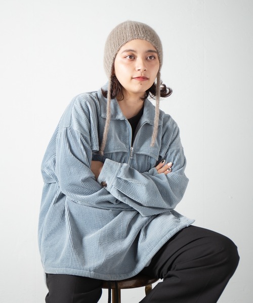 RACAL（ラカル）の「Ear Cuff Mohair Knit Watch / 耳当て付きモヘアニットワッチ（ニットキャップ/ビーニー・レディース・オフホワイト/ブラック/オレンジ/グレー/ベージュ・FREE）」の8枚目の写真