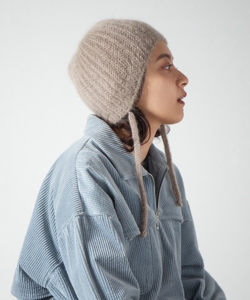 RACAL（ラカル）の「Ear Cuff Mohair Knit Watch / 耳当て付きモヘアニットワッチ（ニットキャップ/ビーニー・レディース・オフホワイト/ブラック/オレンジ/グレー/ベージュ・FREE）」の9枚目の写真