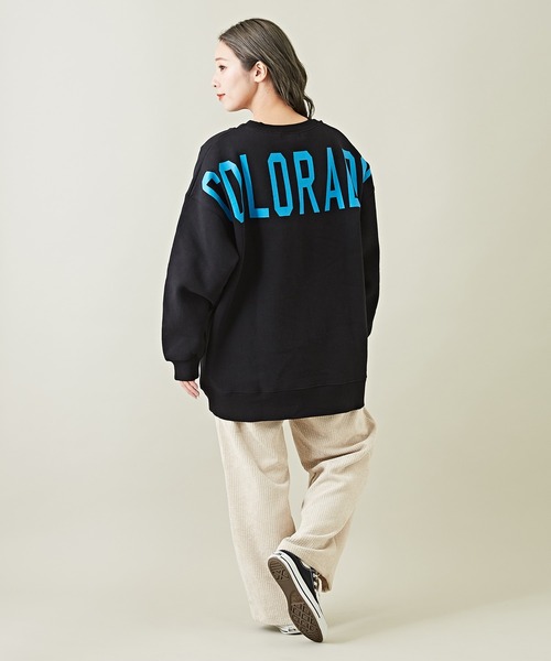 CUBE SUGAR（キューブシュガー）の「裏起毛スウェットバックプリントロゴプルオーバー（スウェット・レディース・オートミール/レッド/ブラック/マルチ/カーキ・M）」の8枚目の写真