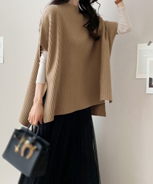 Miniministore(ミニミニストア)の「ニットベスト レディース ニットチョッキ(ニット/セーター・レディース・ライトブラウン/ブラック/グレー/ベージュ・フリー)」の4枚目の写真