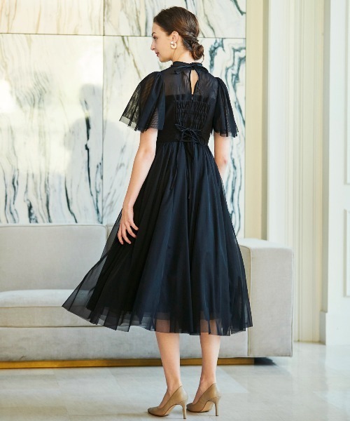 AND COUTURE（アンドクチュール）の「チュールオーバーレースドレス
