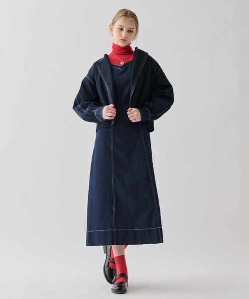 idem（イデム）の「piping denim blouson/デニムジャケット Gジャン（デニムジャケット・レディース・ネイビー・FREE）」の4枚目の写真