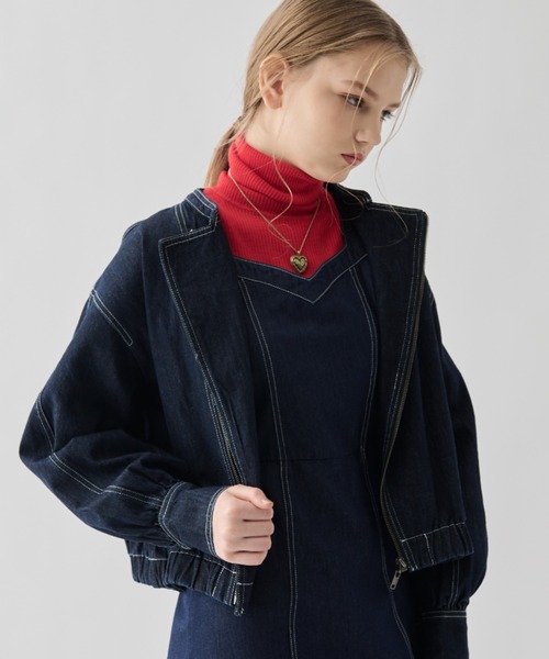 idem（イデム）の「piping denim blouson/デニムジャケット Gジャン（デニムジャケット・レディース・ネイビー・FREE）」の7枚目の写真