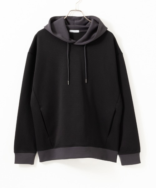 URBAN COLLECTION(アーバンコレクション)の「URBAN COLLECTION エアスムージー 配色切替パーカー(パーカー・メンズ・ブラック/オフホワイト・M/XL/L/S)」の1枚目の写真