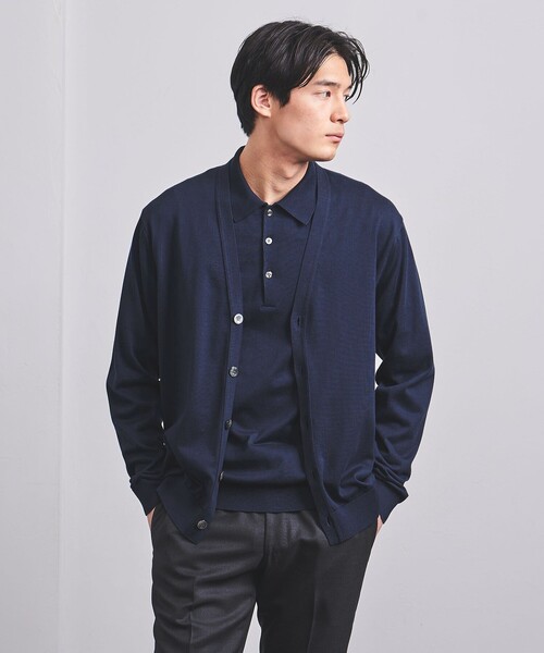 UNITED ARROWS(ユナイテッドアローズ)の「ギザコットン ハイゲージ カーディガン(カーディガン/ボレロ・メンズ・ネイビー/ライトグレー・XL/S/L/M)」の3枚目の写真