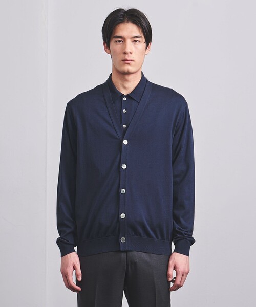 UNITED ARROWS(ユナイテッドアローズ)の「ギザコットン ハイゲージ カーディガン(カーディガン/ボレロ・メンズ・ネイビー/ライトグレー・XL/S/L/M)」の6枚目の写真