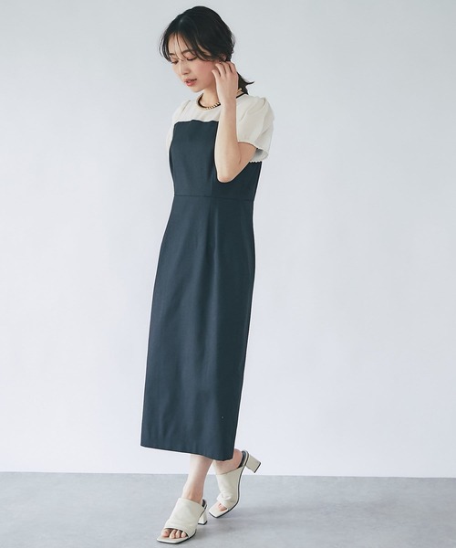 La boutique BonBon（ラブティックボンボン）の「シアーコンビドライオックスナローワンピース（ワンピース・レディース・ブラック/グリーン・36/38）」の8枚目の写真