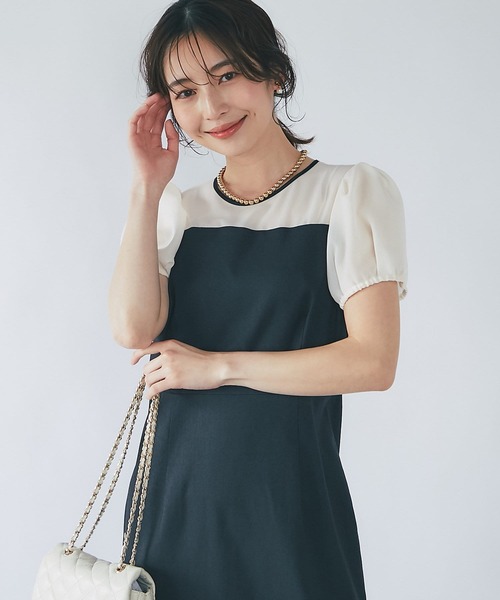 La boutique BonBon（ラブティックボンボン）の「シアーコンビドライオックスナローワンピース（ワンピース・レディース・ブラック/グリーン・36/38）」の3枚目の写真