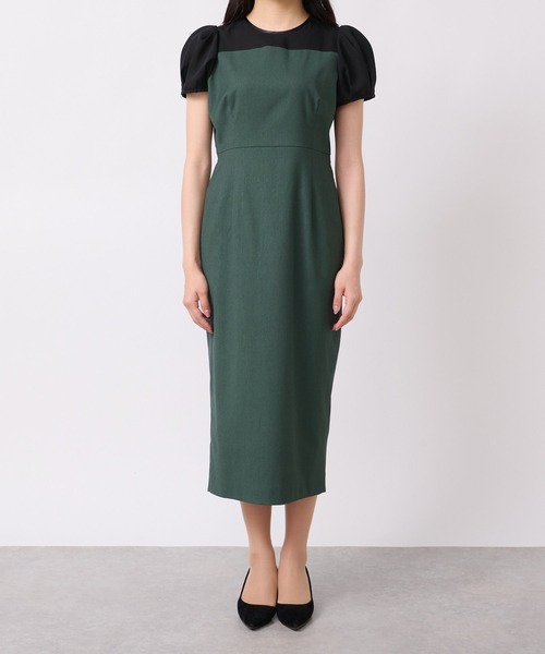 La boutique BonBon（ラブティックボンボン）の「シアーコンビドライオックスナローワンピース（ワンピース・レディース・ブラック/グリーン・36/38）」の21枚目の写真