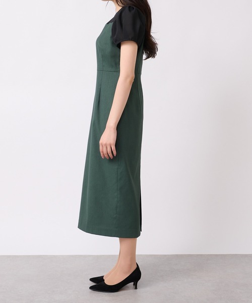 La boutique BonBon（ラブティックボンボン）の「シアーコンビドライオックスナローワンピース（ワンピース・レディース・ブラック/グリーン・36/38）」の20枚目の写真