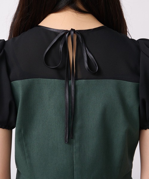 La boutique BonBon（ラブティックボンボン）の「シアーコンビドライオックスナローワンピース（ワンピース・レディース・ブラック/グリーン・36/38）」の17枚目の写真