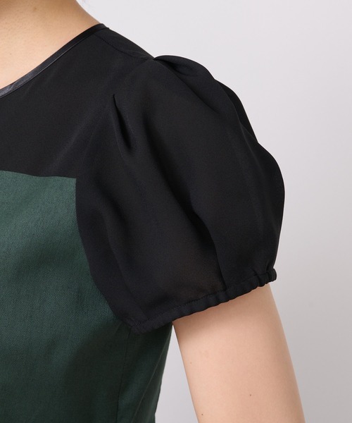 La boutique BonBon（ラブティックボンボン）の「シアーコンビドライオックスナローワンピース（ワンピース・レディース・ブラック/グリーン・36/38）」の16枚目の写真