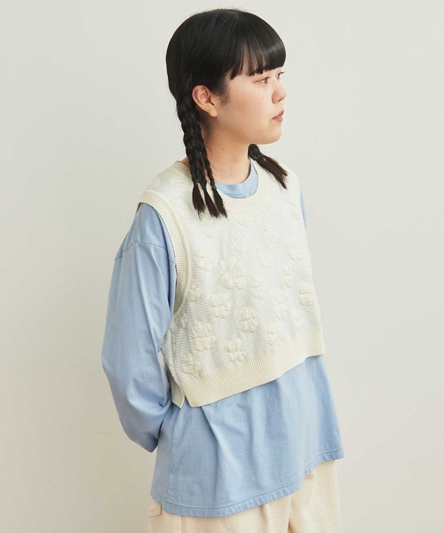 AMBIDEX（アンビデックス）の「デイジージャカード コンパクトベスト（ベスト・レディース・ネイビー/キナリ・FREE）」の10枚目の写真