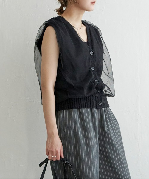 notch.(ノッチ)の「チュールドッキングベスト(ベスト・レディース・グレー/ブラック・M)」の13枚目の写真
