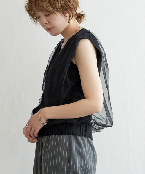 notch.(ノッチ)の「チュールドッキングベスト(ベスト・レディース・グレー/ブラック・M)」の16枚目の写真