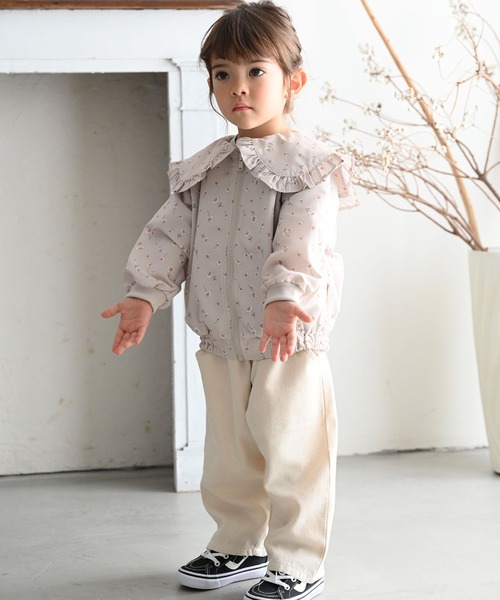 PUPPAPUPO(プッパプーポ)の「ビッグカラー ウィンドブレーカー 撥水加工(ナイロンジャケット・キッズ・アイボリー/ベージュ・130/120/110/100/90/80)」の5枚目の写真