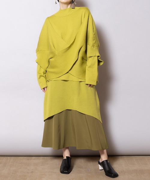 OSMOSIS(オズモーシス)の「クロスニットプルオーバー(ニット/セーター・レディース・ベージュ/ライトグリーン/ブラック・ONE SIZE)」の10枚目の写真