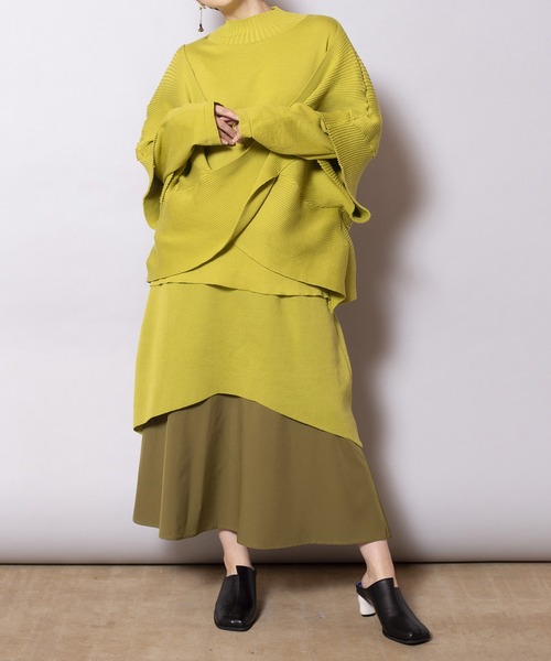 OSMOSIS(オズモーシス)の「クロスニットプルオーバー(ニット/セーター・レディース・ベージュ/ライトグリーン/ブラック・ONE SIZE)」の14枚目の写真