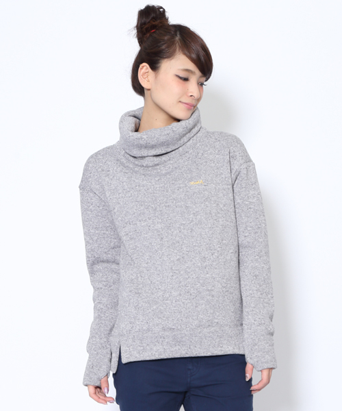 X-girl（エックスガール）の「HIGH NECK SWEAT TOP（スウェット・レディース・ホワイト/アッシュ・2/1）」の2枚目の写真