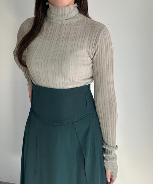 apres jour mignon（アプレジュールミニョン）の「フィンガーホール付きランダムリブシアーニット【ZOZOTOWN限定アイテム】（ニット/セーター・レディース・ライトパープル/グレー/グリーン/ブラック/ブルー・フリー/X-LARGE）」の15枚目の写真