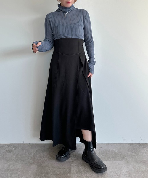 apres jour mignon（アプレジュールミニョン）の「フィンガーホール付きランダムリブシアーニット【ZOZOTOWN限定アイテム】（ニット/セーター・レディース・ライトパープル/グレー/グリーン/ブラック/ブルー・フリー/X-LARGE）」の6枚目の写真