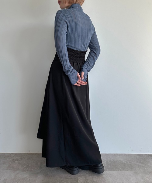 apres jour mignon（アプレジュールミニョン）の「フィンガーホール付きランダムリブシアーニット【ZOZOTOWN限定アイテム】（ニット/セーター・レディース・ライトパープル/グレー/グリーン/ブラック/ブルー・フリー/X-LARGE）」の7枚目の写真