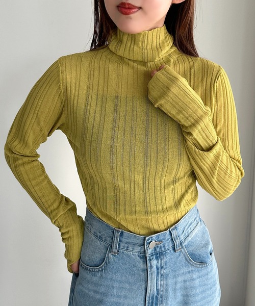 apres jour mignon（アプレジュールミニョン）の「フィンガーホール付きランダムリブシアーニット【ZOZOTOWN限定アイテム】（ニット/セーター・レディース・ライトパープル/グレー/グリーン/ブラック/ブルー・フリー/X-LARGE）」の22枚目の写真