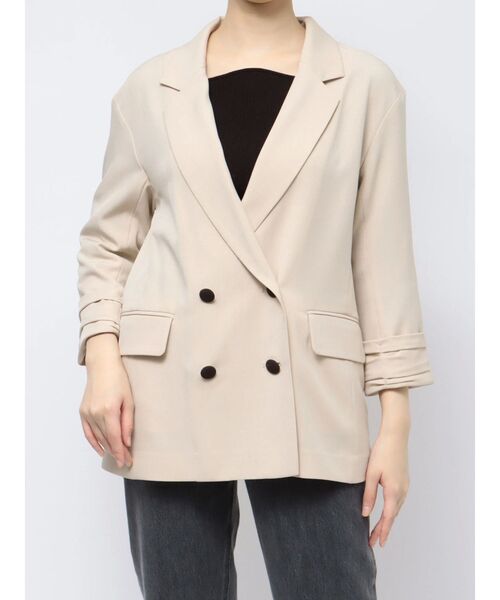 LAGUNAMOON（ラグナムーン）の「バイカラーボタンジャケット（テーラードジャケット・レディース・ベージュ/モカ・FREE）」の18枚目の写真