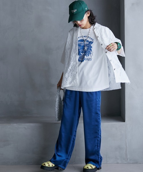 GEVS.（ジェイヴィス）の「＜大きいサイズ＞ カットジャガード半袖シャツ GEVS.（シャツ/ブラウス・レディース・ブラック/アイボリー・LL/3L/4L/5L/L）」の19枚目の写真