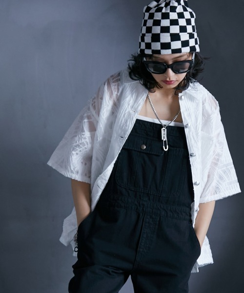 GEVS.（ジェイヴィス）の「＜大きいサイズ＞ カットジャガード半袖シャツ GEVS.（シャツ/ブラウス・レディース・ブラック/アイボリー・LL/3L/4L/5L/L）」の11枚目の写真