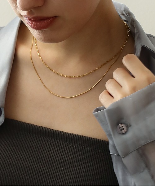 ORLEAN（オルレアン）の「金属アレルギー対応 ダブルラインスネークチェーンネックレス サージカルステンレス（ネックレス・レディース・ゴールド/シルバー・フリー）」の6枚目の写真
